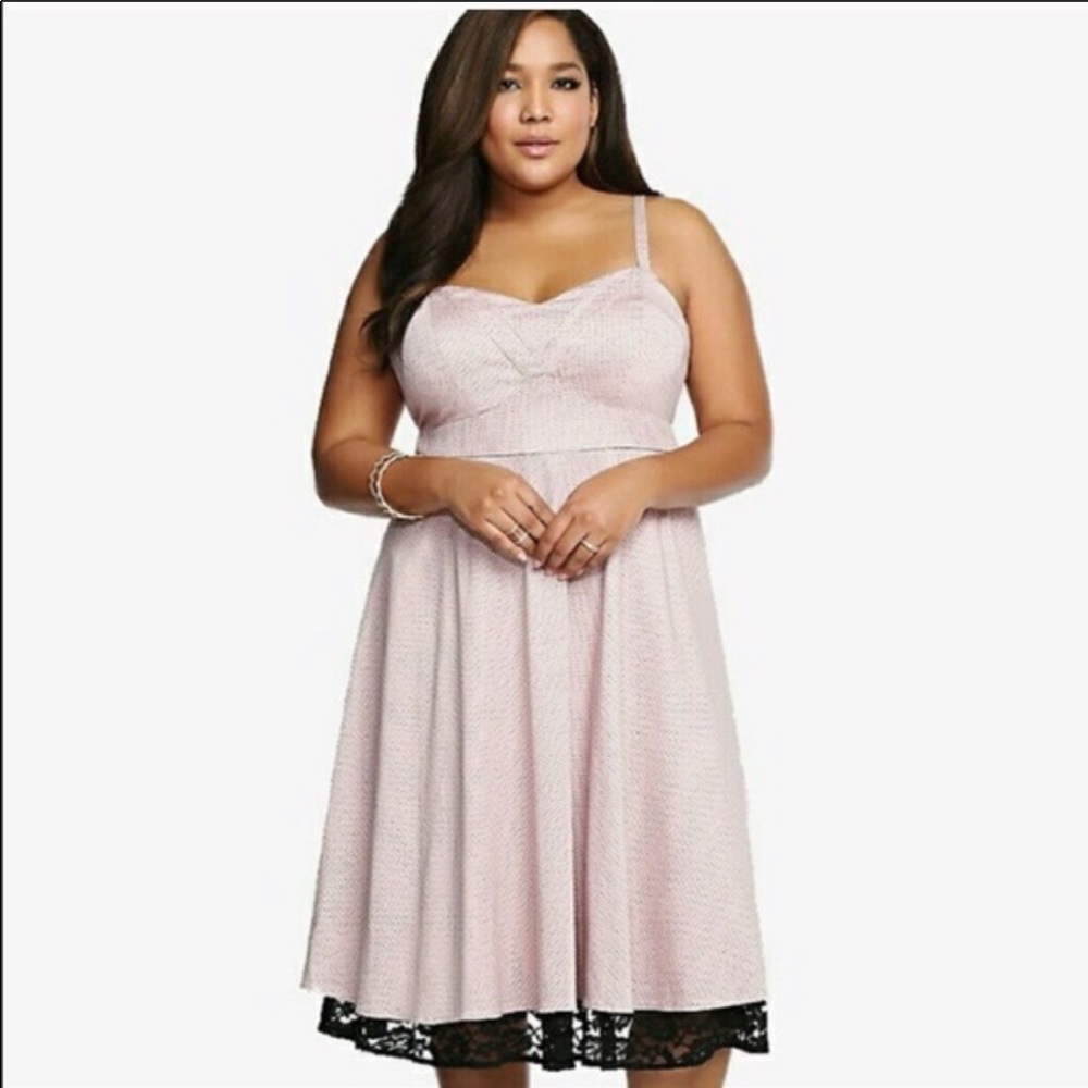 Torrid Baby Pink and Black Polka Dot Dress